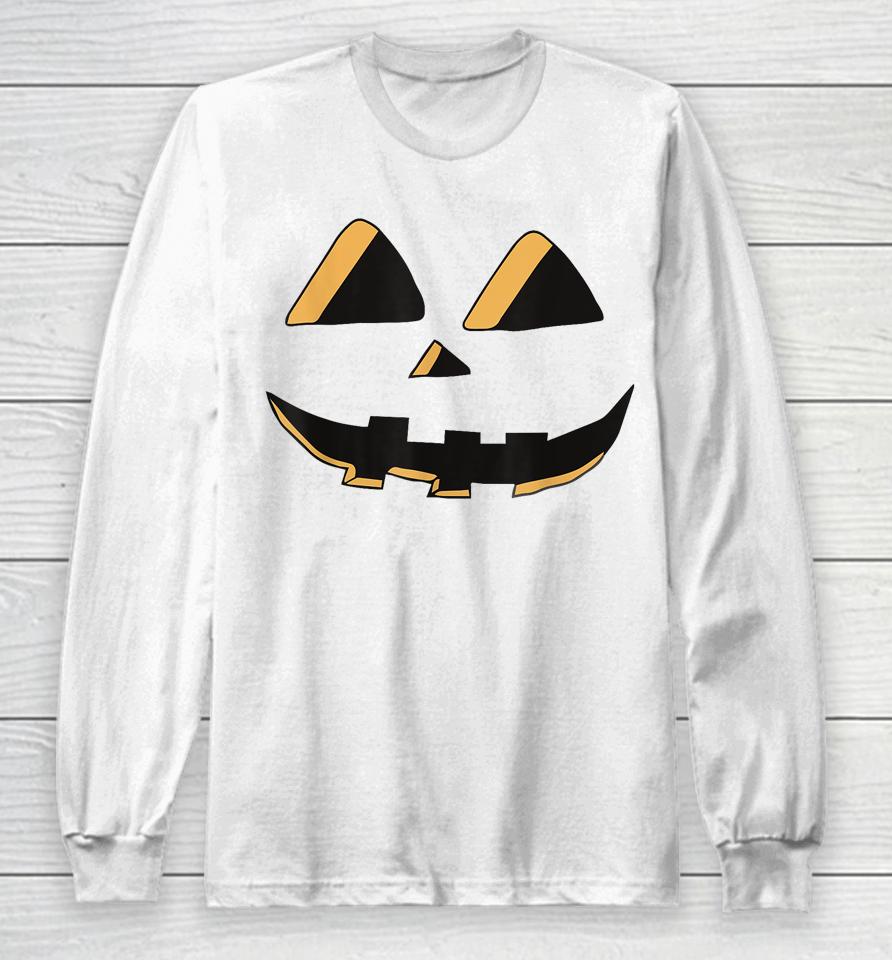 Scary Spooky Jack O Lantern Face Pumpkin Halloween Long Sleeve T-Shirt