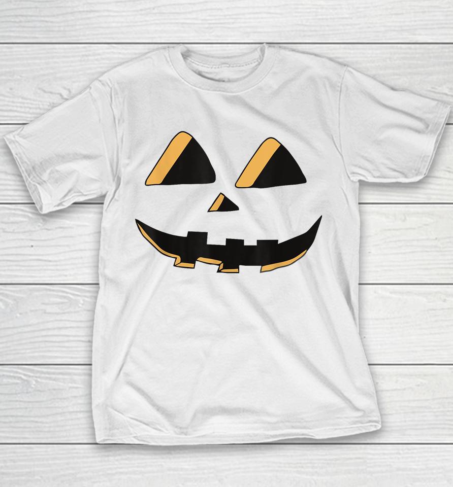 Scary Spooky Jack O Lantern Face Pumpkin Halloween Youth T-Shirt