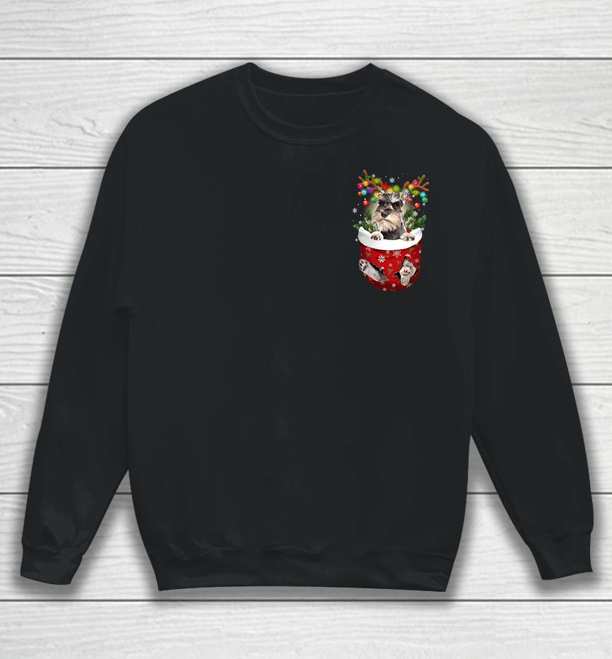 Schnauzer Reindeer In Pocket Christmas Dog Lovers Pajama Sweatshirt