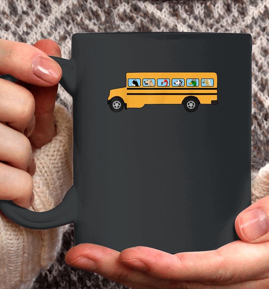 School Bus With Cat - Dog And Other Funny Animals Coffee Mug