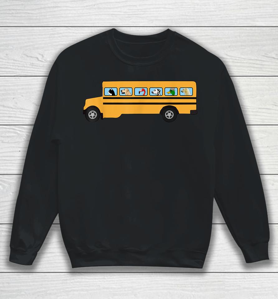 School Bus With Cat - Dog And Other Funny Animals Sweatshirt