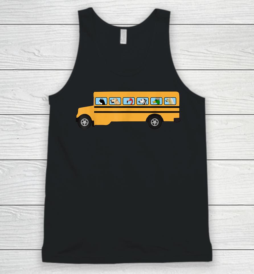 School Bus With Cat - Dog And Other Funny Animals Unisex Tank Top