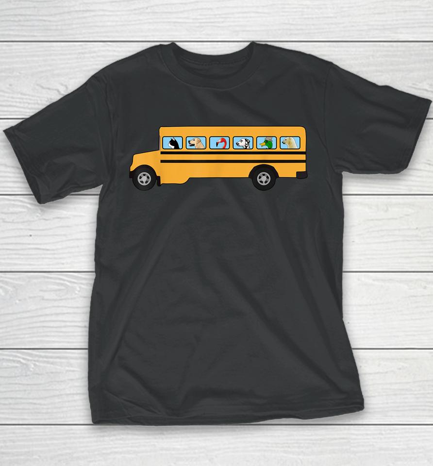 School Bus With Cat - Dog And Other Funny Animals Youth T-Shirt