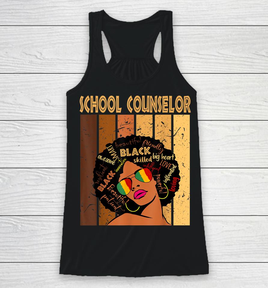 School Counselor Afro African American Black History Month Racerback Tank
