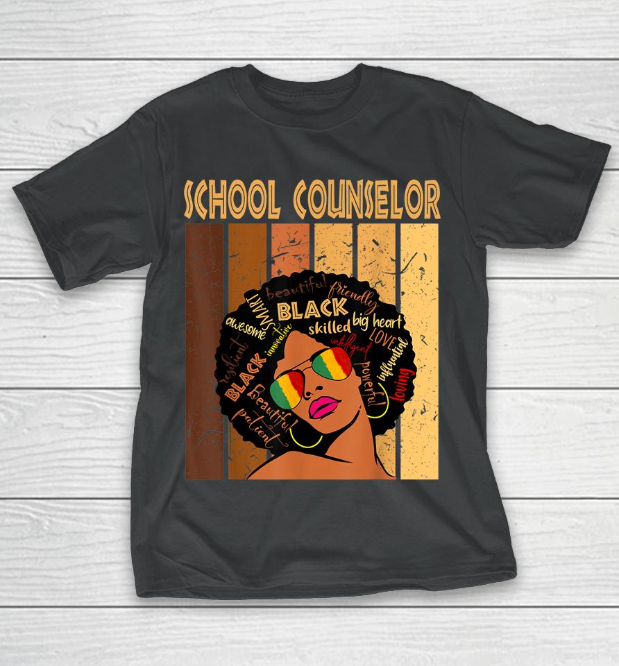 School Counselor Afro African American Black History Month T-Shirt