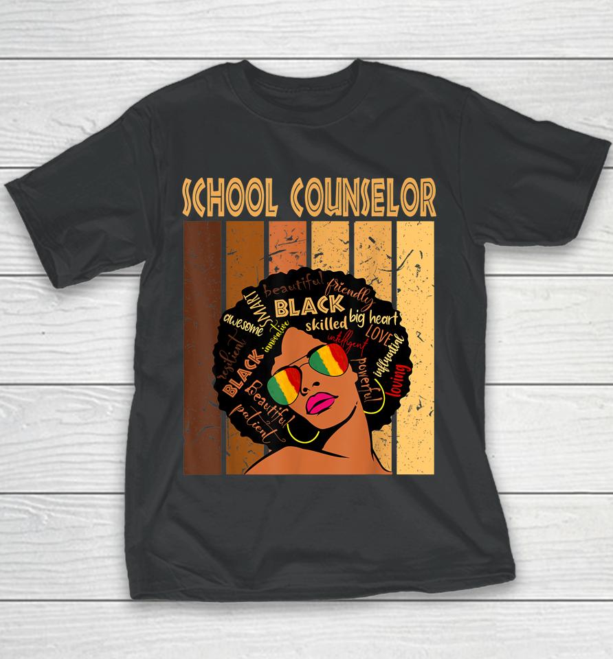 School Counselor Afro African American Black History Month Youth T-Shirt