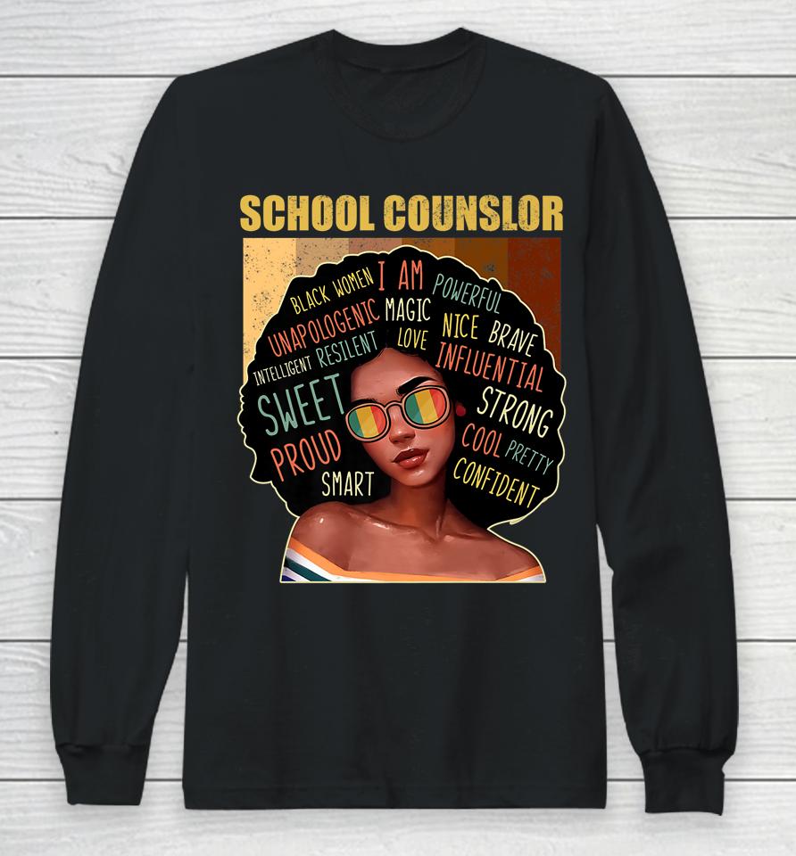 School Counselor Afro African American Black History Month Long Sleeve T-Shirt