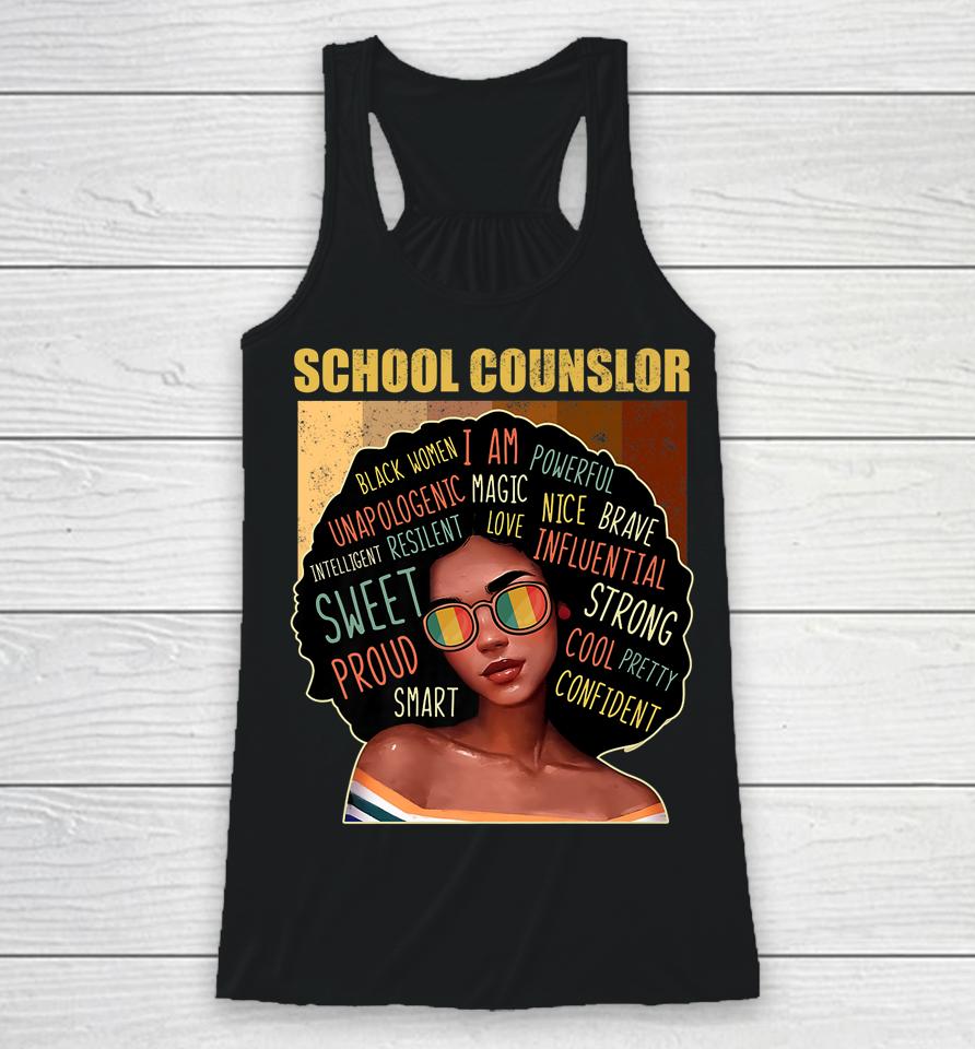 School Counselor Afro African American Black History Month Racerback Tank