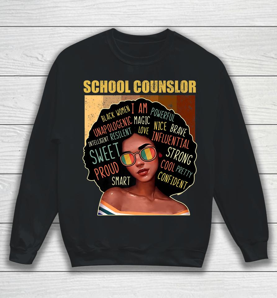 School Counselor Afro African American Black History Month Sweatshirt