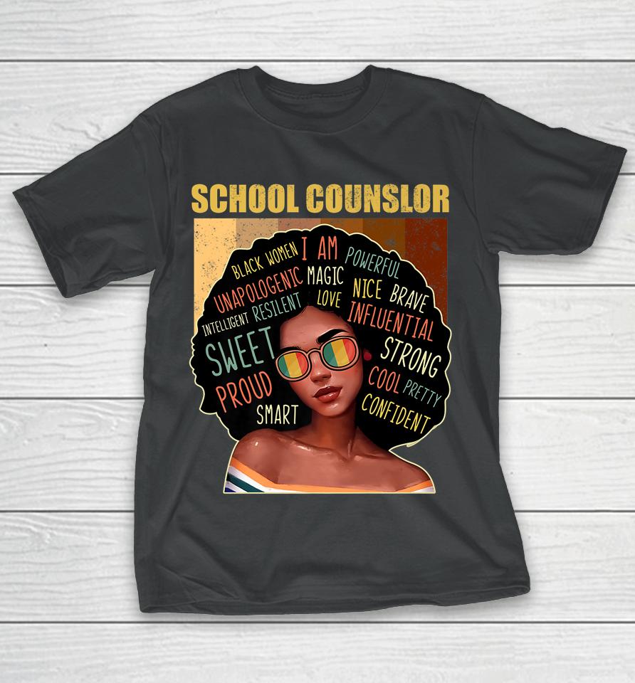 School Counselor Afro African American Black History Month T-Shirt