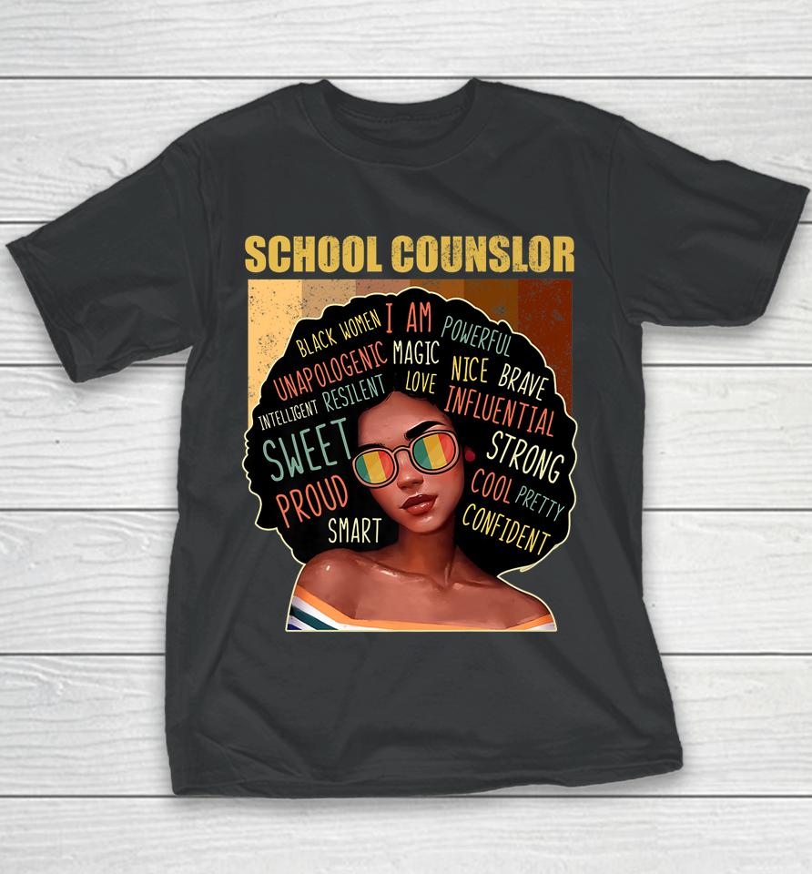 School Counselor Afro African American Black History Month Youth T-Shirt