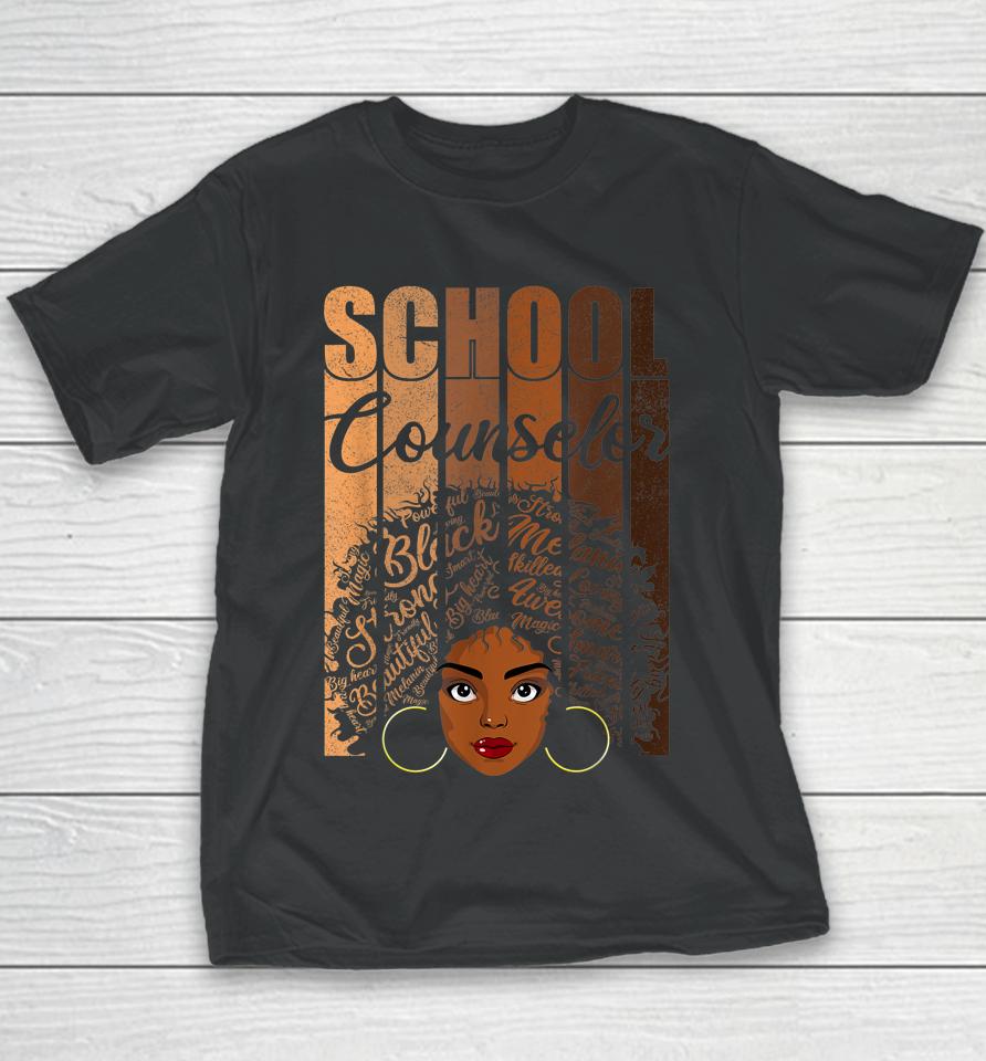 School Counselor Black History Afro Melanin Youth T-Shirt