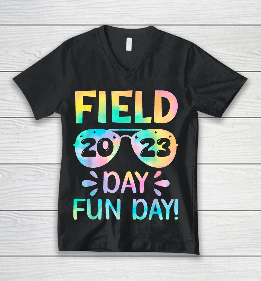 School Field Day Fun Tie Dye Field Day 2023 Teacher Kids Unisex V-Neck T-Shirt