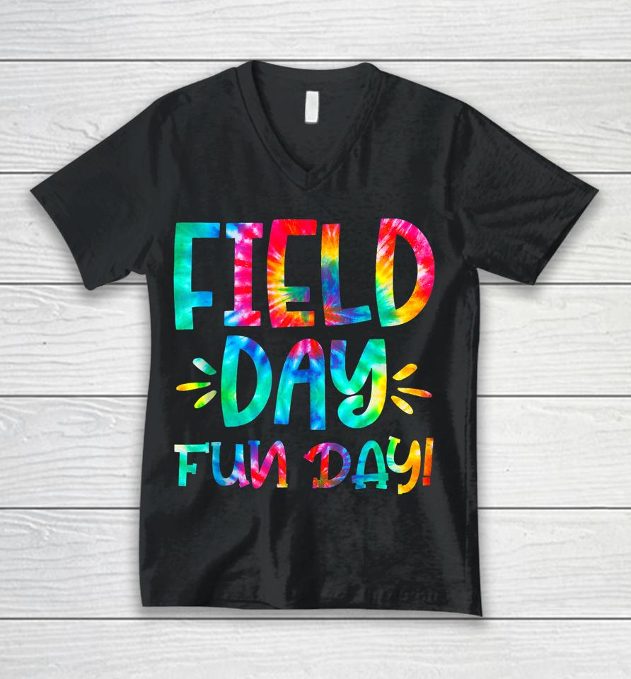 School Field Day Fun Tie Dye Field Day 2023 Teacher Unisex V-Neck T-Shirt