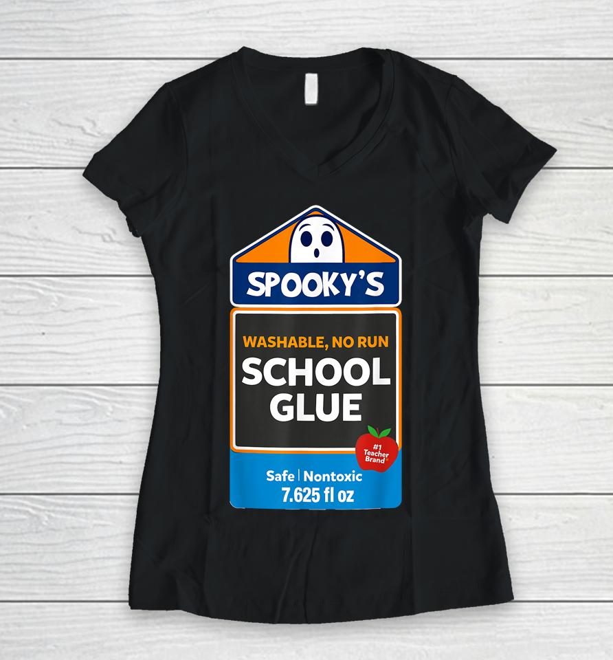 School Glue Halloween Costume For Teachers Students Women V-Neck T-Shirt