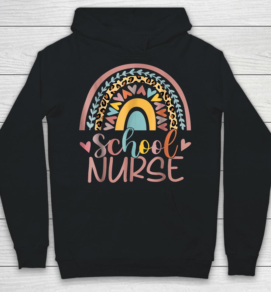 School Nurse Boho Rainbow Leopard Nurse Week Hoodie
