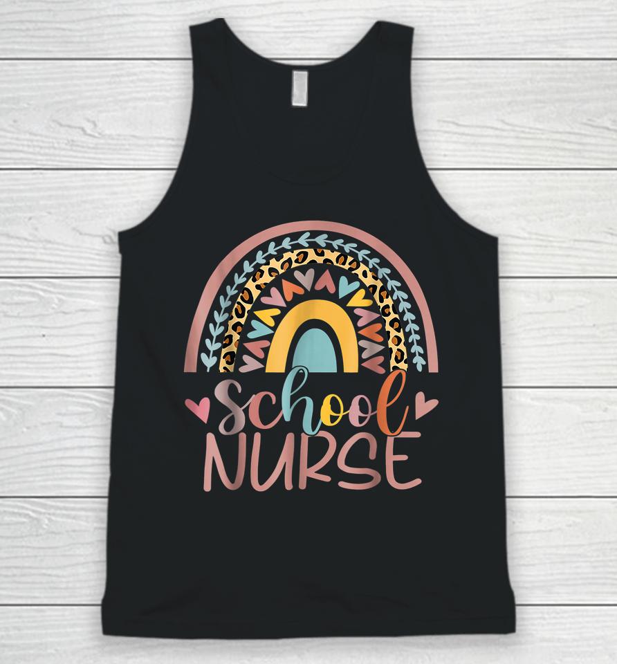School Nurse Boho Rainbow Leopard Nurse Week Unisex Tank Top