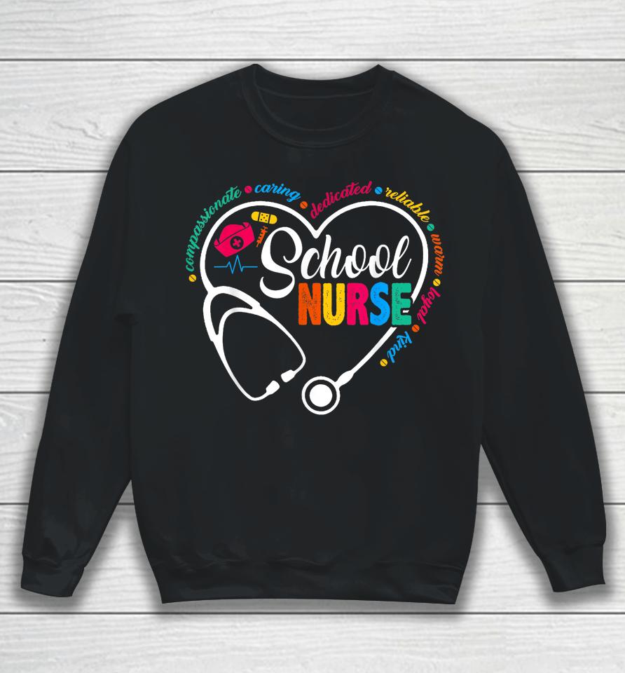 School Nurse Shirt Vintage Love Heart Nurse Life Sweatshirt
