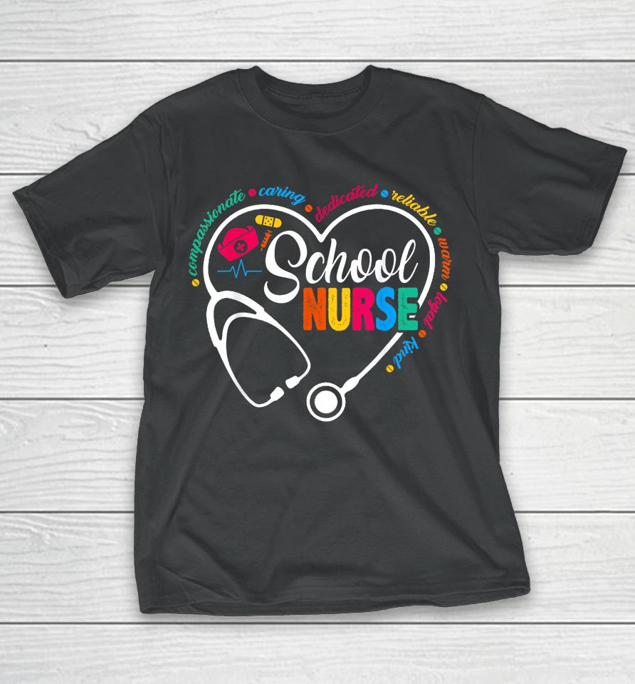 School Nurse Shirt Vintage Love Heart Nurse Life T-Shirt
