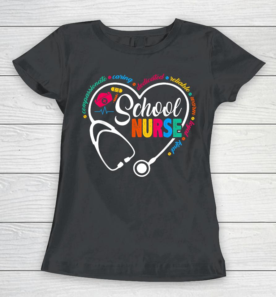 School Nurse Shirt Vintage Love Heart Nurse Life Women T-Shirt