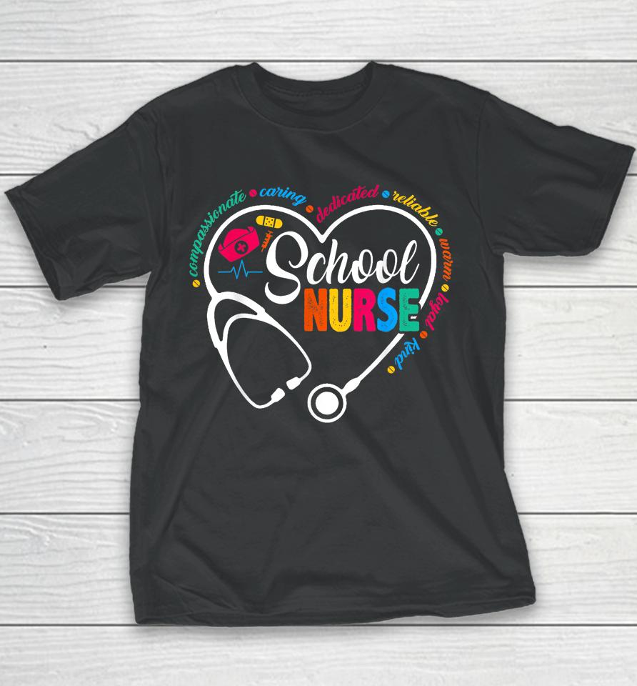 School Nurse Shirt Vintage Love Heart Nurse Life Youth T-Shirt