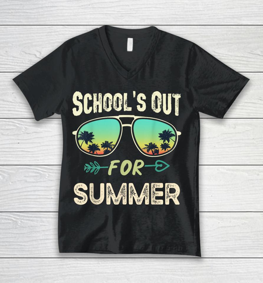Schools Out For Summer Last Day Of School Student Teacher Unisex V-Neck T-Shirt