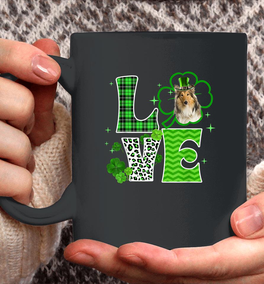 Scotch Collie Shamrock Lucky Clover Irish St Patricks Day Coffee Mug