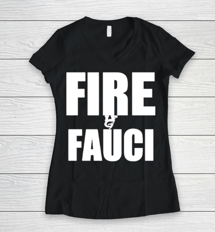 Scott Presler Wearing Fire Fauci Women V-Neck T-Shirt