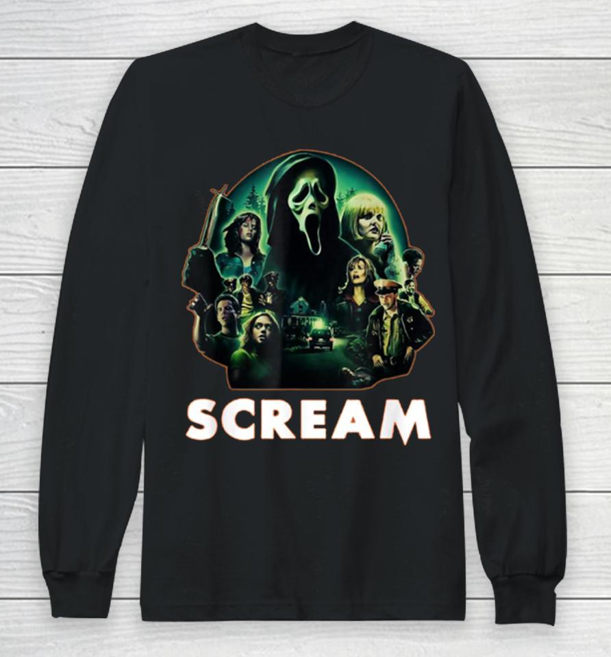 Scream Ghostface Creepy 80S Horror Movie Halloween Long Sleeve T-Shirt