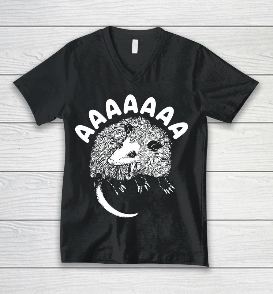 Screaming Possum Aaaa Cute Funny Opossum Dank Meme Unisex V-Neck T-Shirt