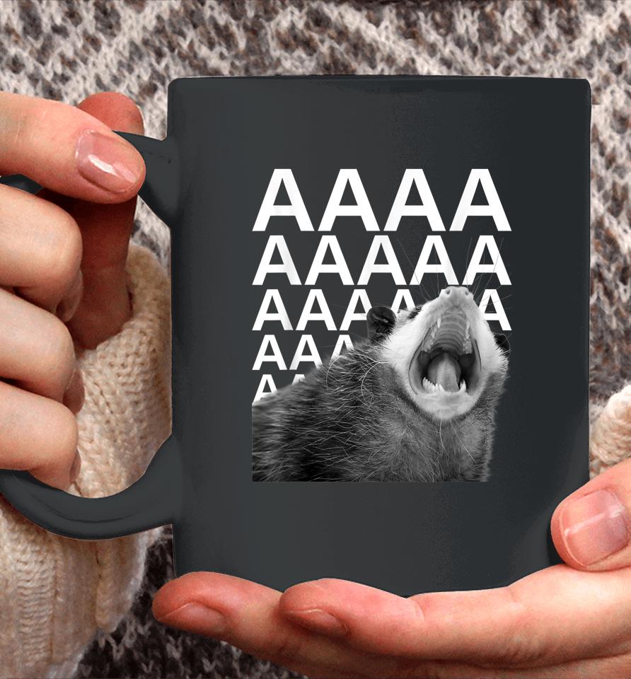 Screaming Possum Aaaa Cute Funny Opossum Dank Meme Coffee Mug