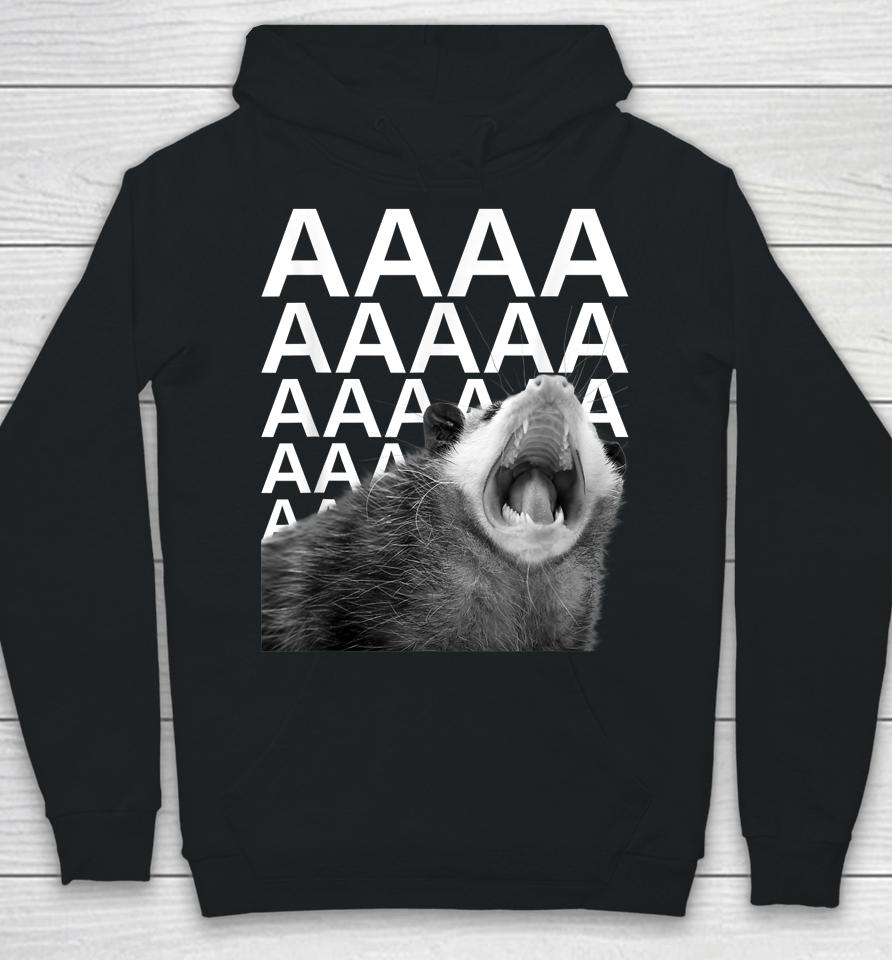 Screaming Possum Aaaa Cute Funny Opossum Dank Meme Hoodie