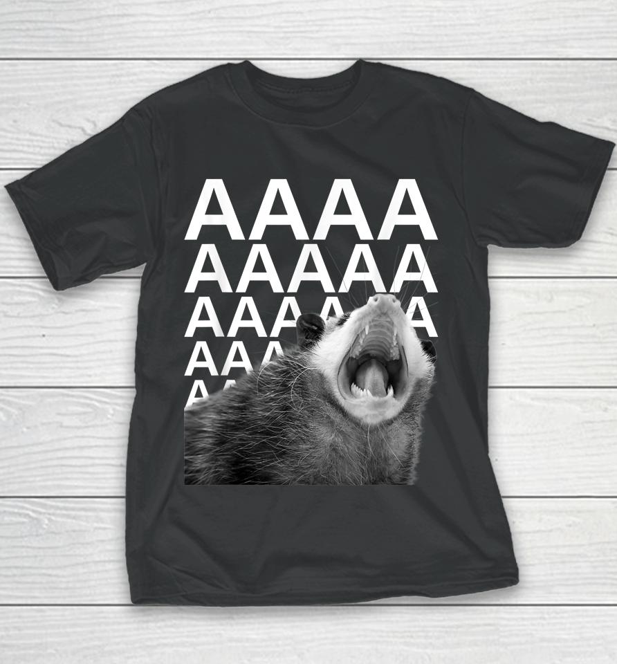 Screaming Possum Aaaa Cute Funny Opossum Dank Meme Youth T-Shirt