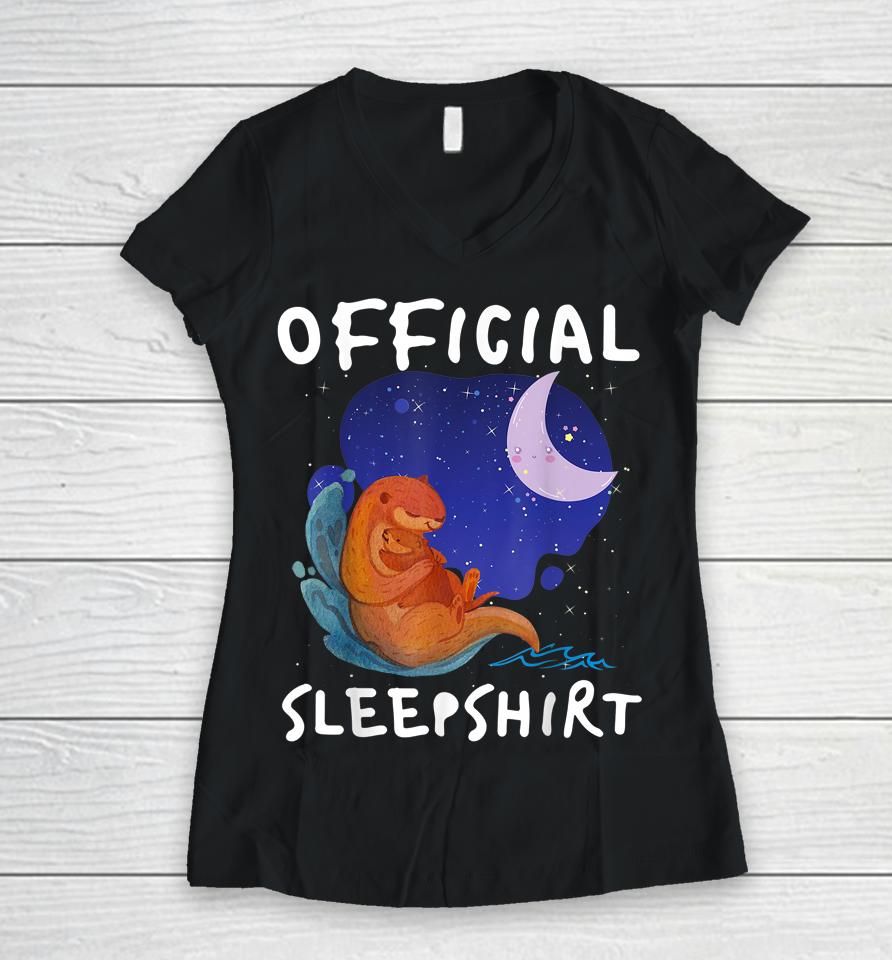 Sea Otter Official Sleepshirt Women V-Neck T-Shirt
