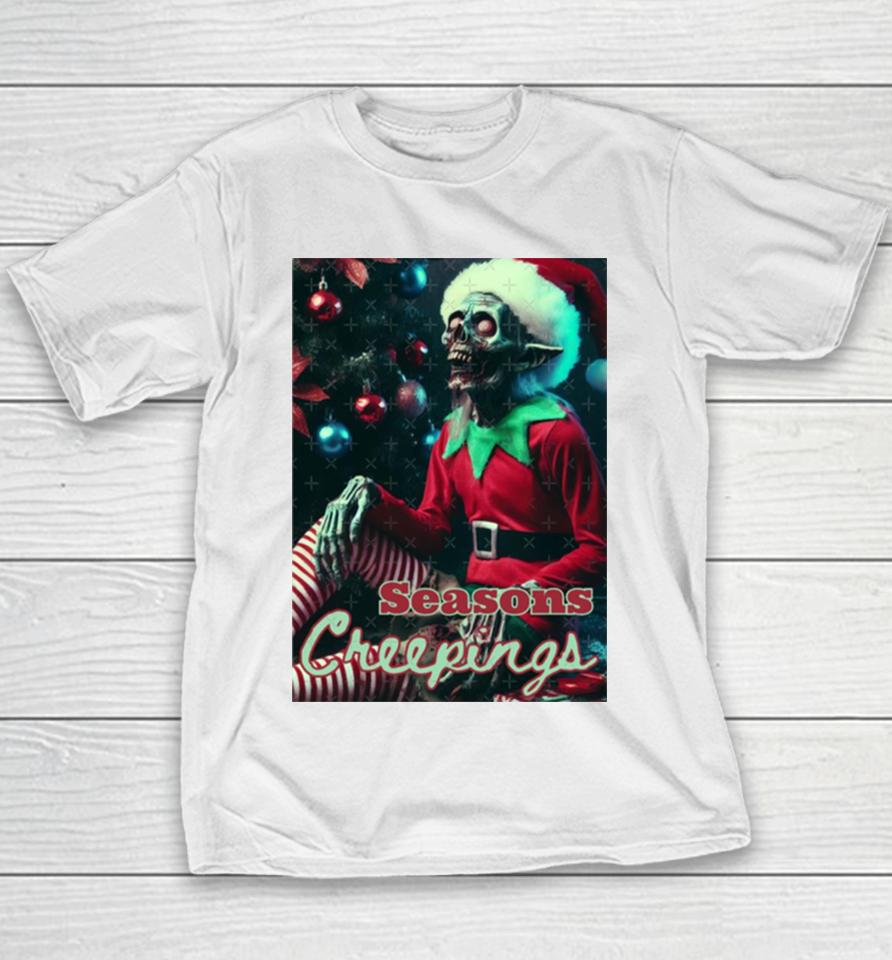 Seasons Creepings Christmas Zombie Elf Youth T-Shirt