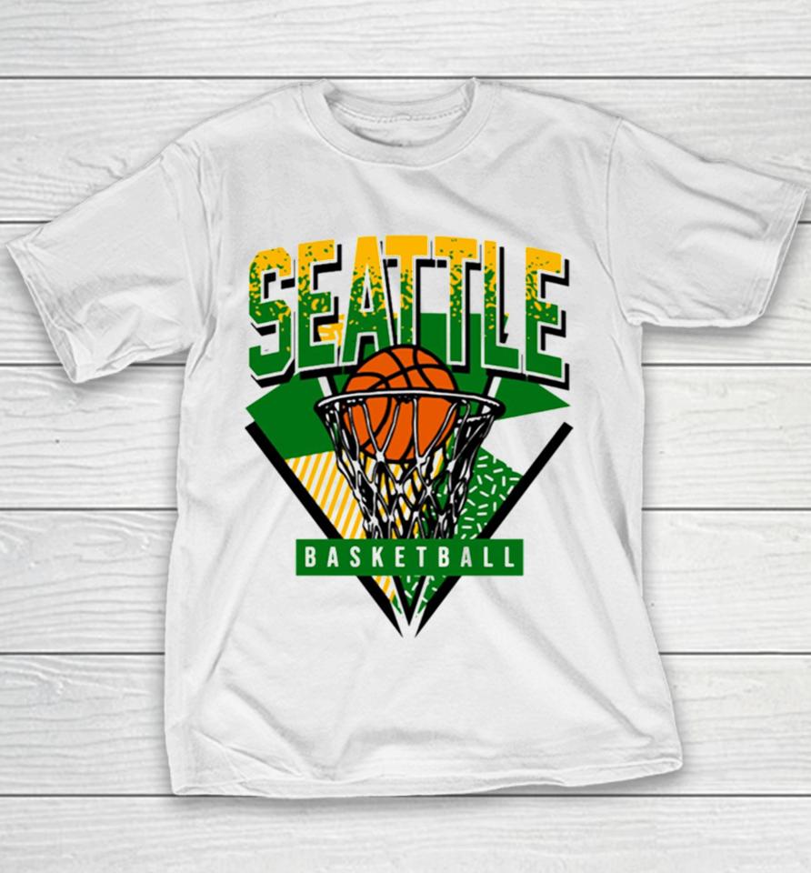 Seattle Basketball 90S Throwback Supersonics Youth T-Shirt