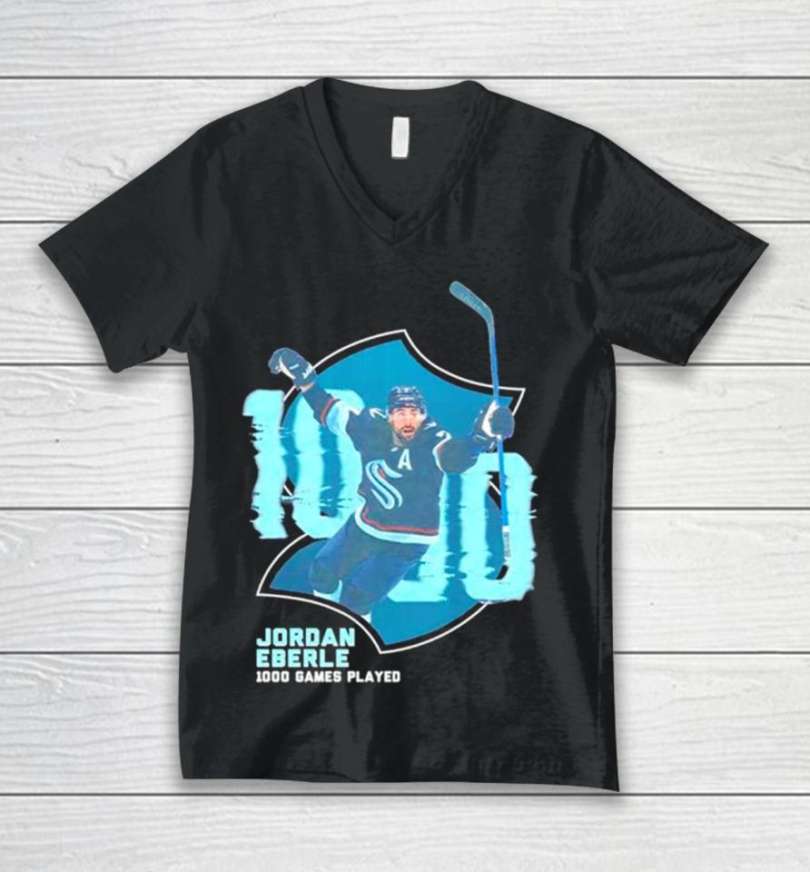 Seattle Kraken Jordan Eberle Nhl 1000Th Game Unisex V-Neck T-Shirt