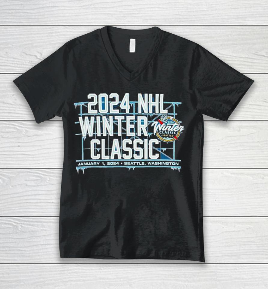 Seattle Kraken Marketplace Winter Classic 2024 Nhl Unisex V-Neck T-Shirt