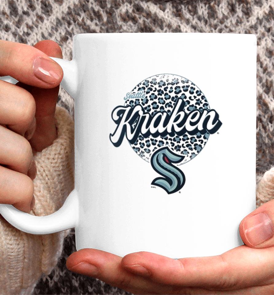 Seattle Kraken Nhl Personalized Leopard Print Logo Coffee Mug