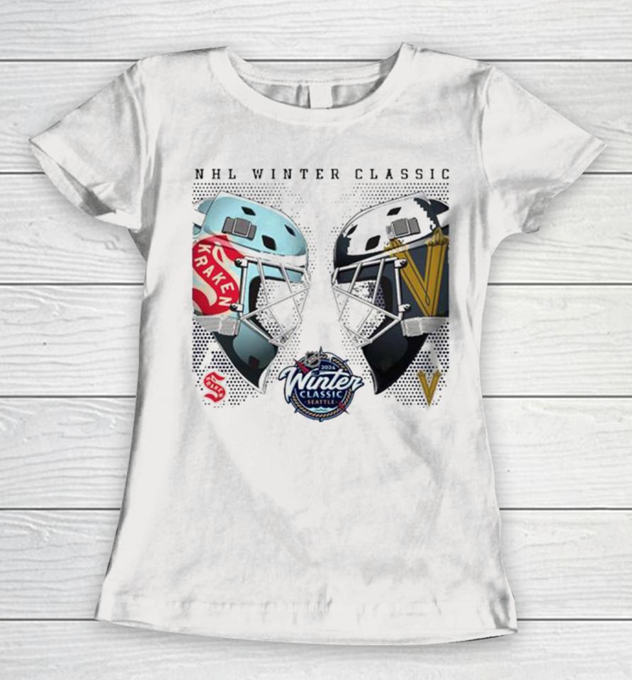 Seattle Kraken Vs. Vegas Golden Knights 2024 Nhl Winter Classic Faceoff Women T-Shirt