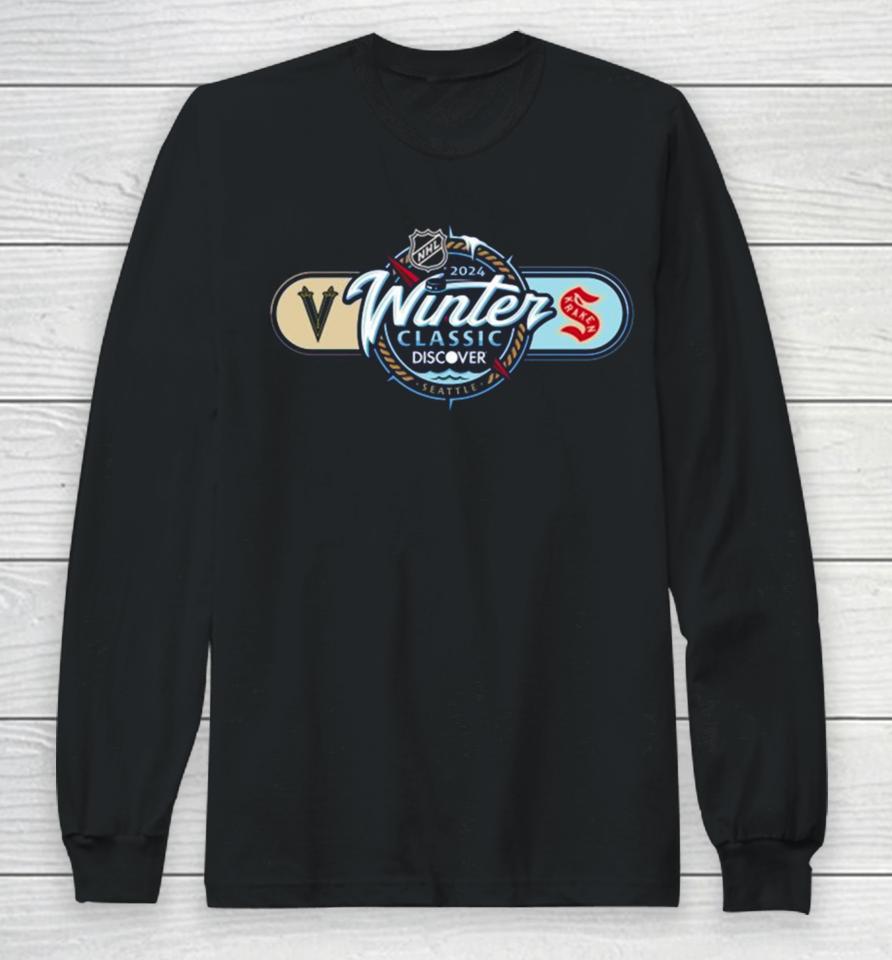 Seattle Kraken Vs. Vegas Golden Knights 2024 Nhl Winter Classic Matchup Long Sleeve T-Shirt
