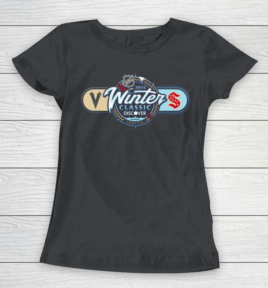 Seattle Kraken Vs. Vegas Golden Knights 2024 Nhl Winter Classic Matchup Women T-Shirt