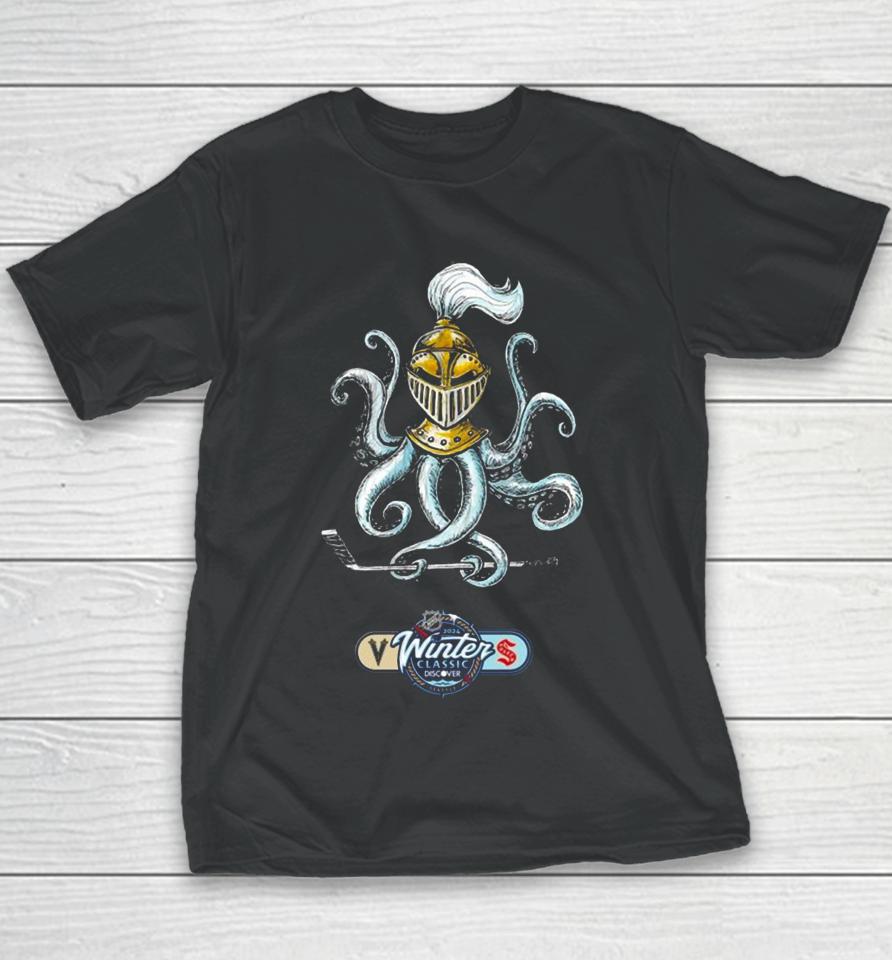 Seattle Kraken Vs. Vegas Golden Knights 2024 Nhl Winter Logo Youth T-Shirt