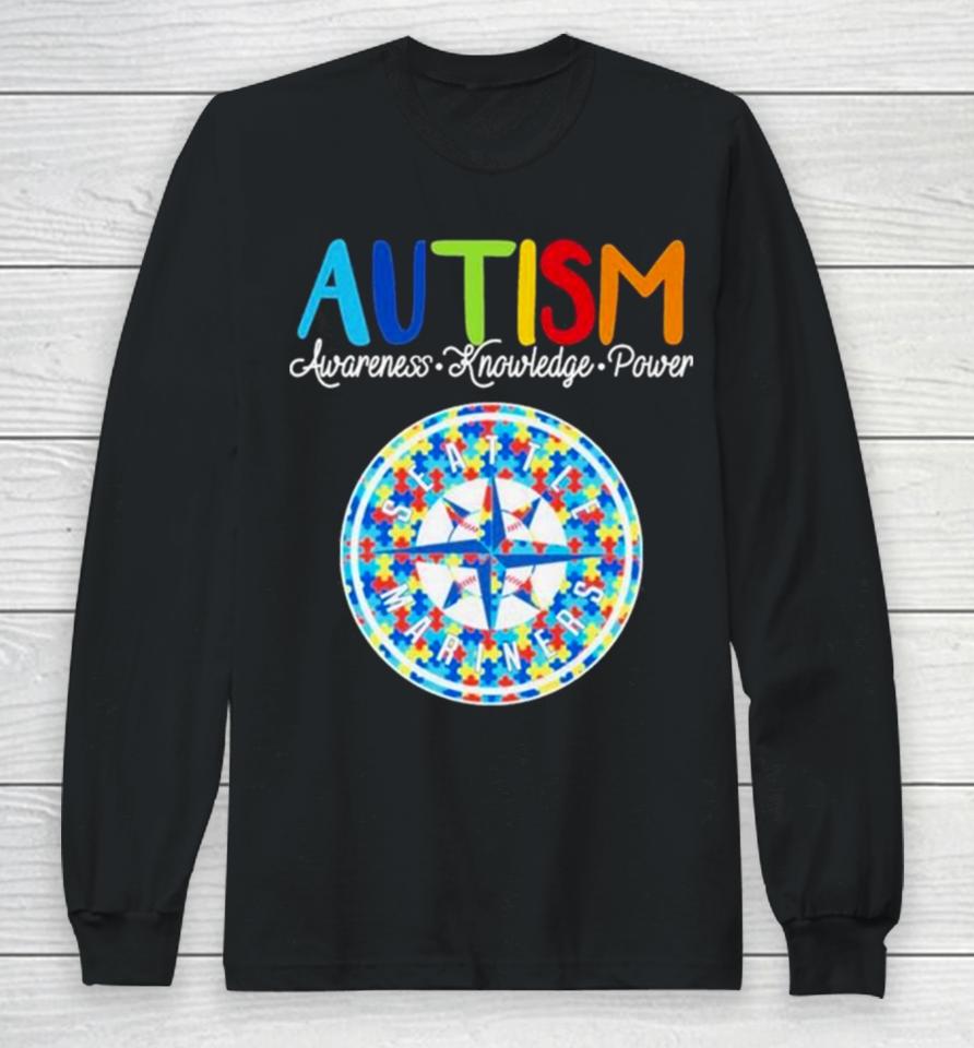 Seattle Mariners Autism Awareness Knowledge Power Long Sleeve T-Shirt