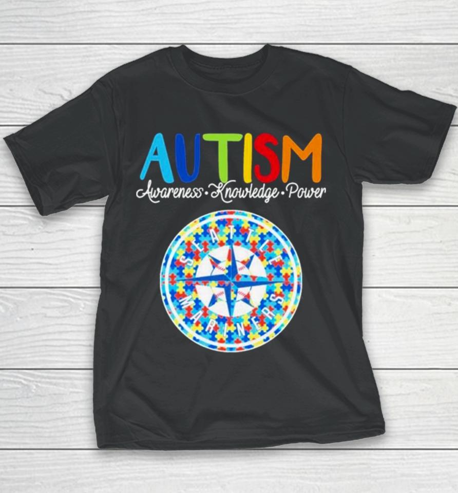 Seattle Mariners Autism Awareness Knowledge Power Youth T-Shirt