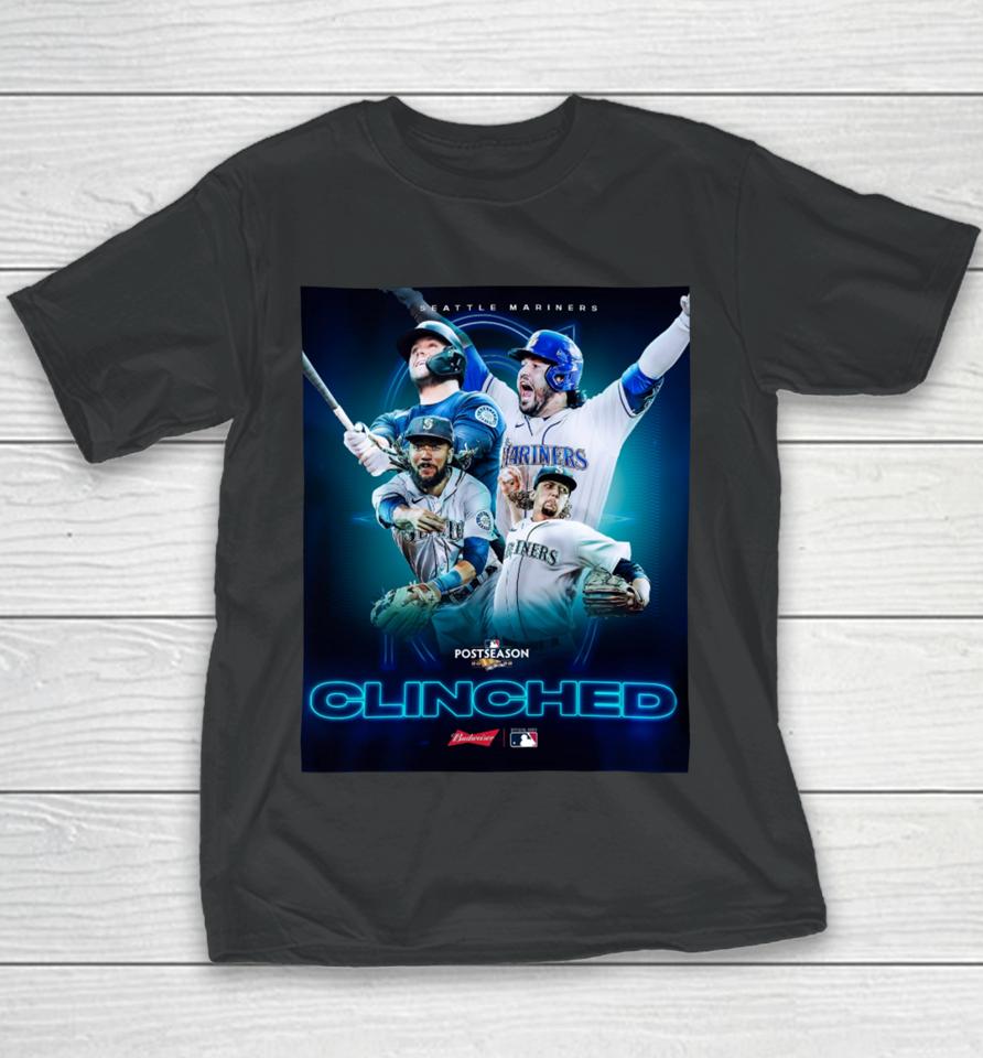 Seattle Mariners Clinched 2022 Postseason Youth T-Shirt