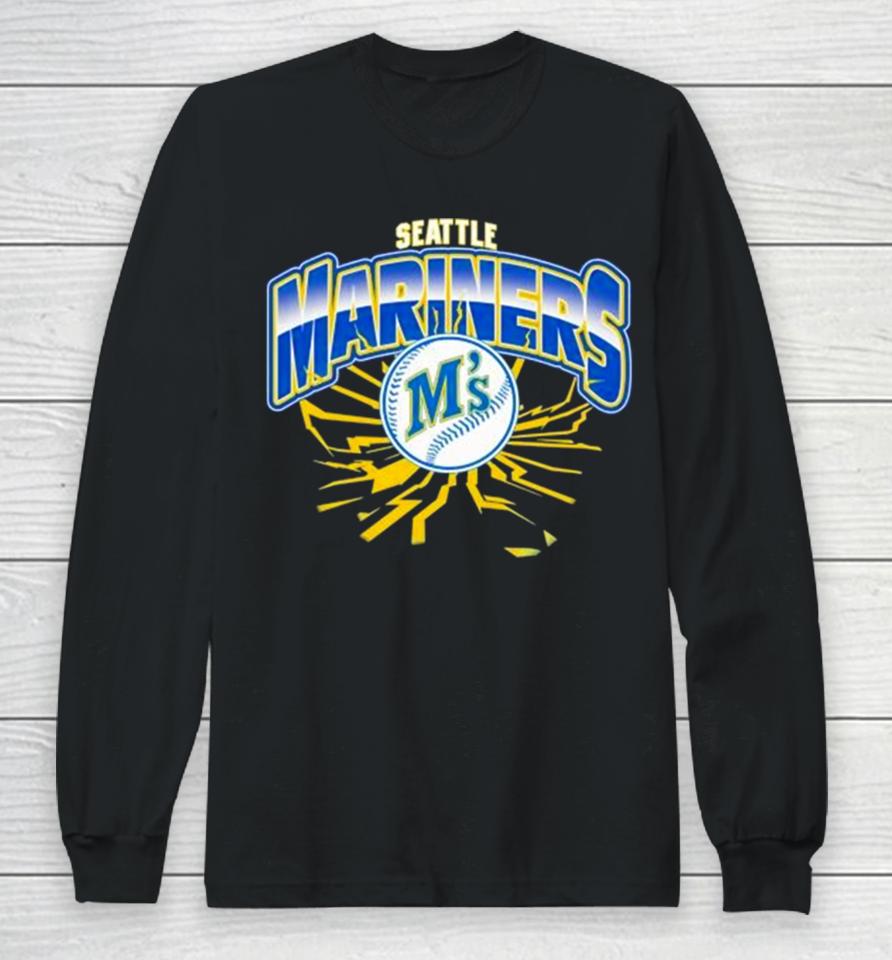 Seattle Mariners Earthquake Baseball Lightning Long Sleeve T-Shirt