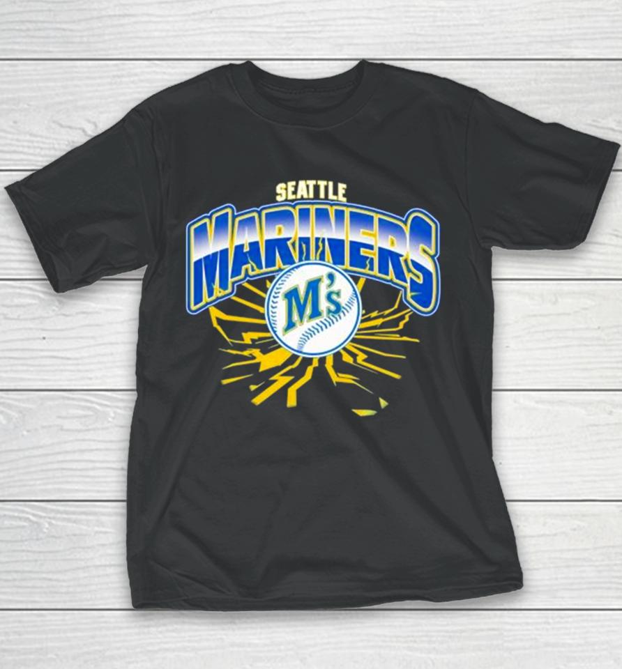 Seattle Mariners Earthquake Baseball Lightning Youth T-Shirt