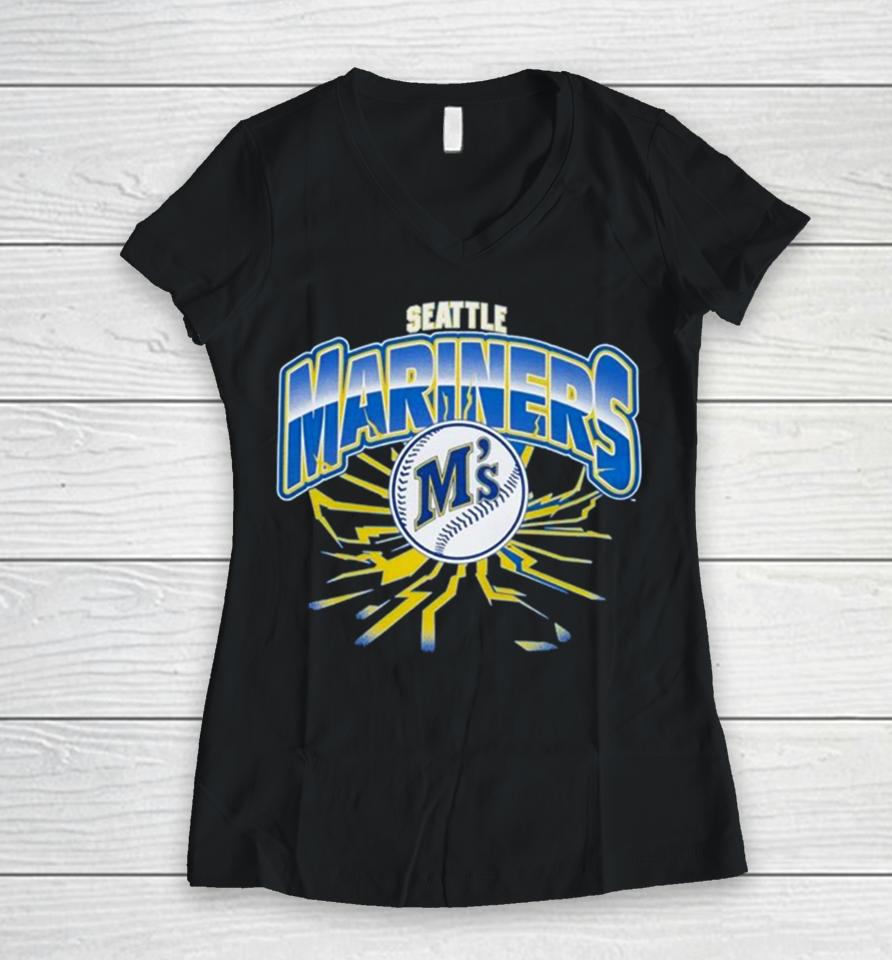 Seattle Mariners Earthquake Women V-Neck T-Shirt