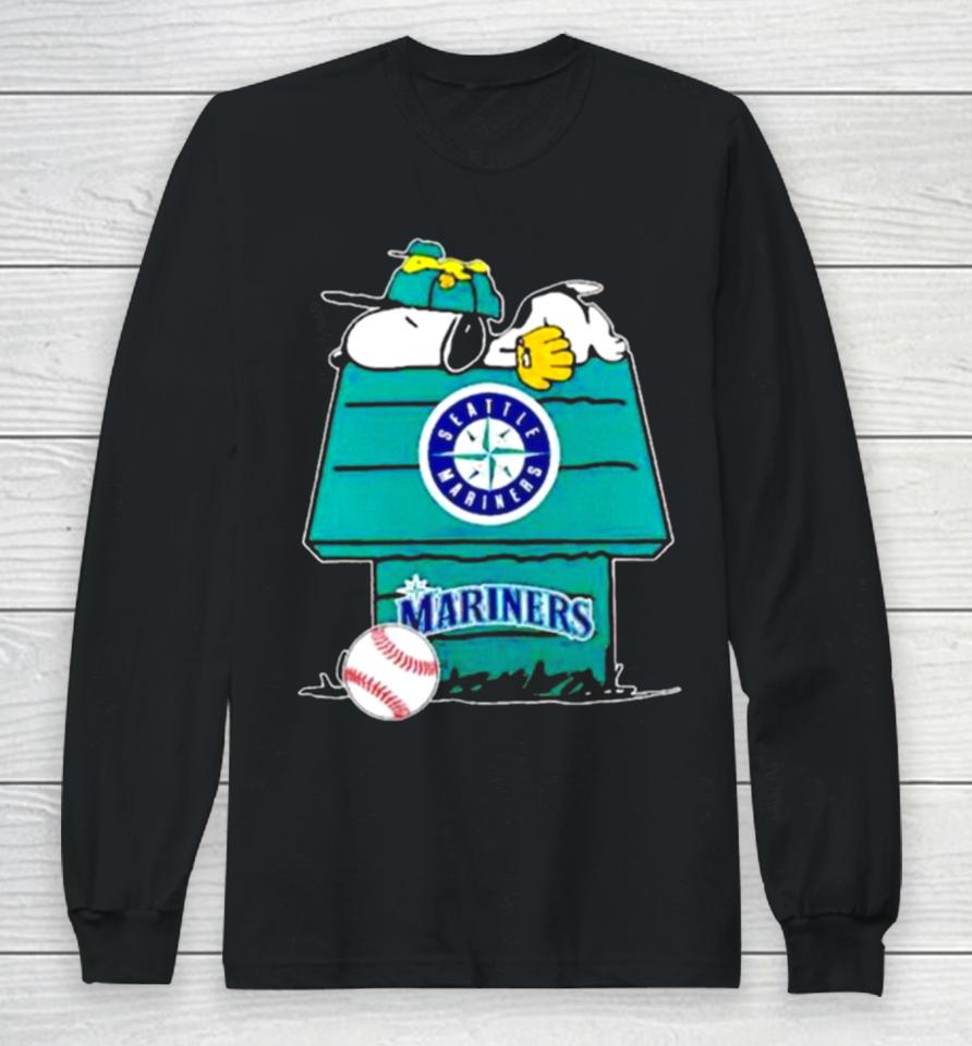 Seattle Mariners Snoopy And Woodstock The Peanuts Baseball Long Sleeve T-Shirt